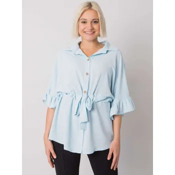 Dámská tunika Stylová blůza s volánem ve světle modré barvě CHA-