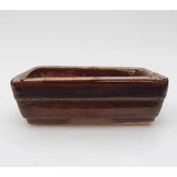 Květináč Keramická bonsai miska 10 x 7 x 3 cm hnědá 150455