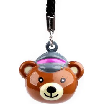 Přívěsek na mobil / klíče rolnička tučňák, panda, smajlík, myš, opice - 14 hnědá světlá medvěd