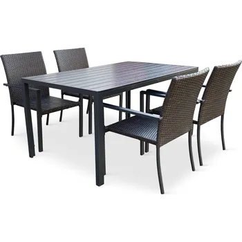 Zahradní sestava Noela Zahradní jídelní set Viking L + 4x ratanová židle Wicker Pat