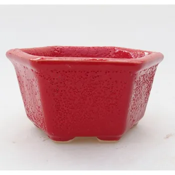 Květináč Keramická bonsai miska 8 x 7 x 4 cm červená 150302