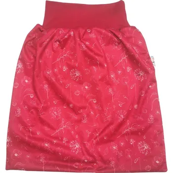 Plenkové kalhoty Breberky BIO Noční sukýnka - Luční kvítí v růžové VELIKOST: L