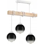 BERGE LED závěsné stropní svítidlo, dřevěné, bílé, 3xE27, kouřově šedé