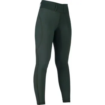 Jezdecké kalhoty Jezdecké legíny HKM Jil - se silikonovým sedem, olivově zelená, Dámské - 32