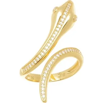 Prsten Stříbrný zlacený prsten had SALVATORE se zirkony 195S0062 + dárek zdarma