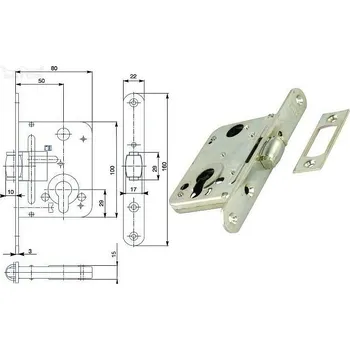 zadlabací zámek Zámek vložkový s válečkem 2784 BZn