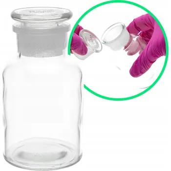 Láhev Skleněná láhev na reagencie se skleněnou zátkou 125 ml, široké hrdlo, standardní