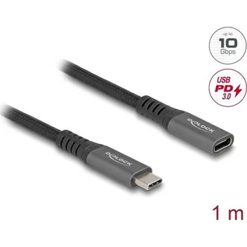 Video kabel Delock Prodlužovací kabel USB 10 Gbps USB Type-C™ zástrčky na zásuvku PD 3.0 100 W 1 m šedá kovová 80022