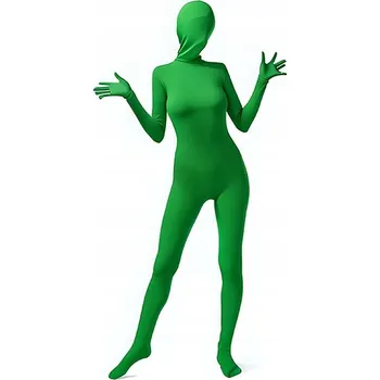 Karnevalový kostým Zelený oblek Green Screen Chroma Key Velikost S