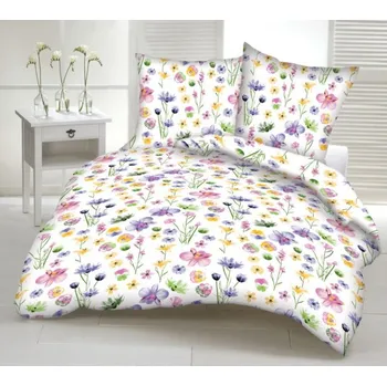 Povlečení Bavlněné povlečení Květy na bílém Uzávěr: Zip