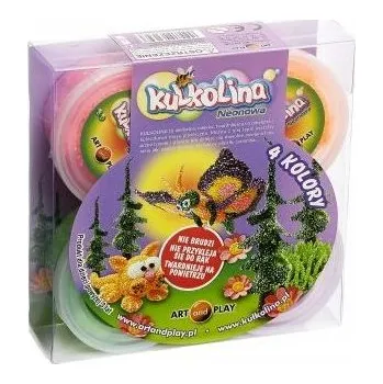 Modelovací hmota KULKOLINA modelovací hmota pro DĚTI, sada 4 NEONOVÝCH barev, PĚNOVÁ PLASTELÍNA