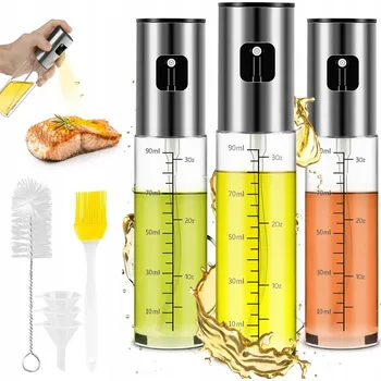 Rostlinný olej DÁVKOVAČ NA OLEJ, OCET, OLIVOVÝ OLEJ VE SPREJI SKLO 100 ml, 3 KUSŮ
