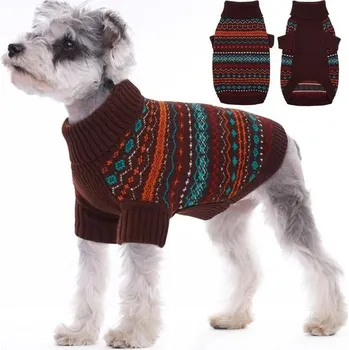 Obleček pro psa Kuoser Psí svetr pro malé psy Český měkký teplý svetr pro střední psy s nožičkami Stylový rolák pro