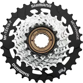 Kazeta přesmyku 7 kolečko Shimano pastorek 14-34z Megarange Stříbrno černé