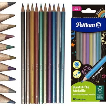 Pastelka METALICKÉ PASTELKY sada 10 BAREV šestihranné PELIKAN TUŽKOVÉ PASTELKY