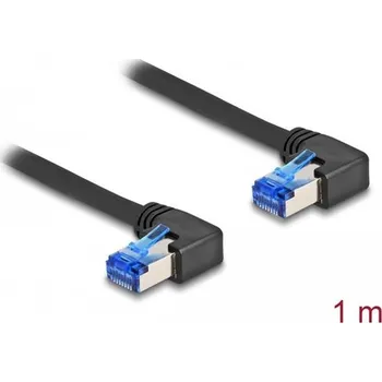 Síťový kabel Delock Síťový kabel rozhraní RJ45 Cat.6A, S/FTP, pravý pravoúhlý, 1 m, černý 80214
