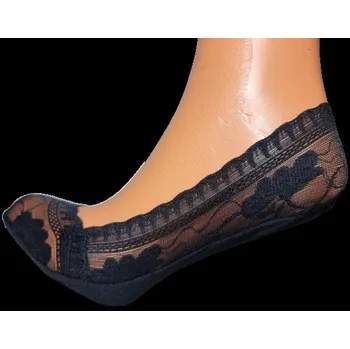 Dámské ponožky Krajkové ťapky do balerín se silikonem 2 černá