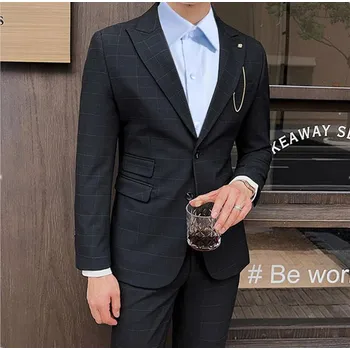 Pánský oblek Kancelářský oblek s vestou luxusní Velikost: L, Barva (Varianta): Sada 2 ks černá