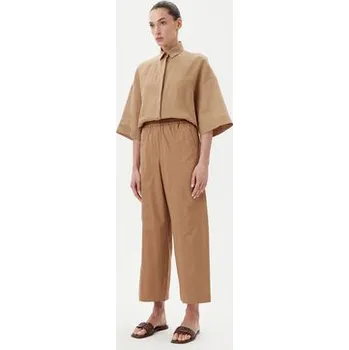 Dámské kalhoty Weekend Max Mara Kalhoty z materiálu Milva 2515131092 Hnědá Relaxed Fit 42