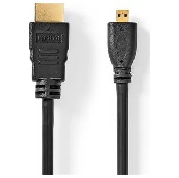 Video kabel Nedis CVGL34700BK15 - Kabel High Speed HDMI s Ethernetem | Konektor HDMI - Konektor Micro HDMI | 1,5 m | Černá CVGL34700BK15