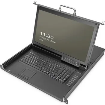 KVM přepínač DIGITUS 17" Modulární HD LCD TFT KVM konzole, 1-port VGA, německá klávesnice, barva černá (RAL 9005) DS-72220-1GE