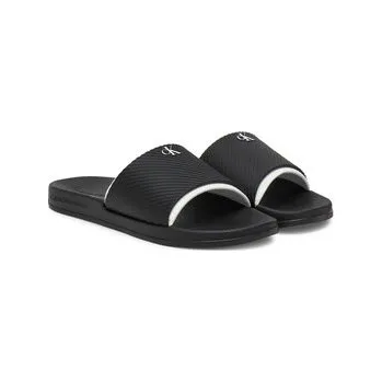 Pánské pantofle Calvin Klein Jeans Nazouváky Slide Rubber Neoprene Text YM0YM01234 Černá 41