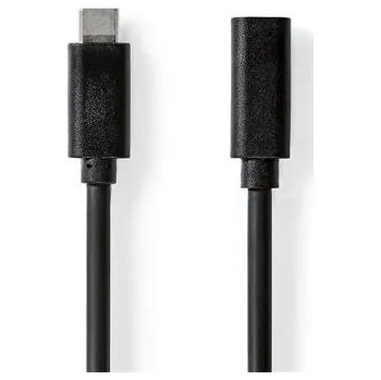 Prodlužovací kabel Nedis CCGL64010BK10 - USB 3.2 Gen 1 Kabel | USB-C Zástrčka - USB-C Zásuvka | 1 m | Černá CCGL64010BK10
