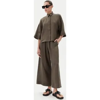 Dámské kalhoty Max Mara Leisure Kalhoty z materiálu Minnie 2516131018 Zelená Relaxed Fit 48