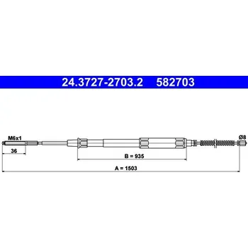 Lanko parkovací brzdy Tažné lanko, parkovací brzda ATE 24.3727-2703.2