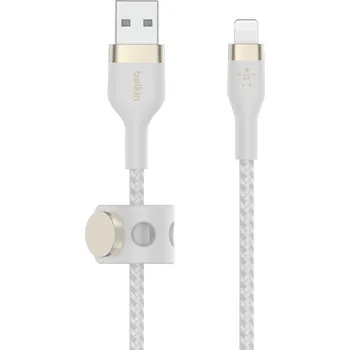 Datový kabel Belkin BOOST CHARGE™ Lightning/USB-A kabel, 2m, bílý - odolný PRO Flex CAA010BT2MWH