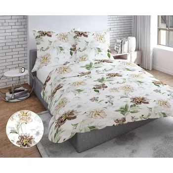 Povlečení Bavlněné povlečení květy hnědé Uzávěr: Zip