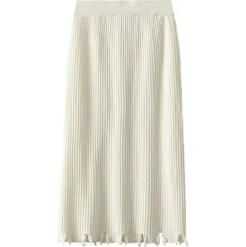 Dámská sukně Žebrovaná sukně s oděrkami Barva: Béžová, Velikost: ONE SIZE