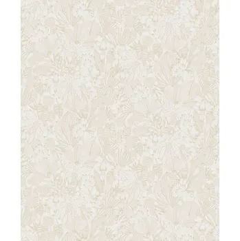 Tapeta Masureel Vliesová tapeta na zeď, bílo-zlatá, listy, ROM102, Romance, Masureel, velikost 10,05 x 0,53 m