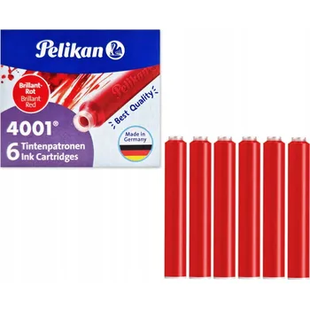 Červené bombičky Pelikan náplně do plnicího pera inkoust červený 6 ks