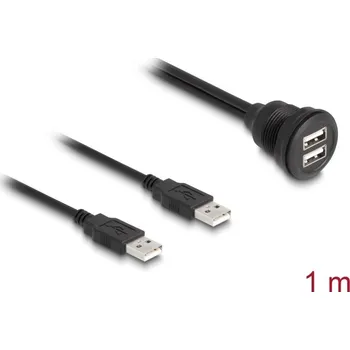 Prodlužovací kabel Delock Kabel USB 2.0, 2 x USB Typ-A zástrčky na 2 x USB Typ-A zásuvku, k vestavění, 1 m, černý 88104