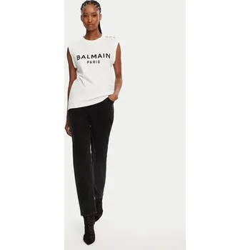 Balmain Top CF1ED001BB02 Bílá Relaxed Fit S