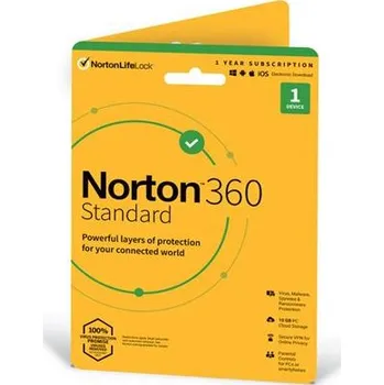 Antivir NortonLifeLock NORTON 360 STANDARD 10GB + VPN 1 uživatel pro 1 zařízení na 1rok 21405788