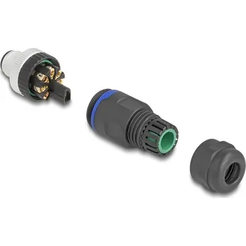 Síťový konektor Delock A-kódovaný 8 pinový zástrčkový konektor M12 pro šroubové připojení montáž 60535