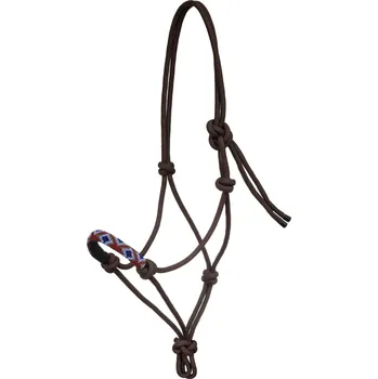 Provazová ohlávka zdobená korálky Navayo, hnědá