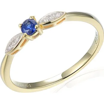 Prsten Gems, Jemný zásnubní prsten Hannie, kombinované zlato s brilianty a safírem., vel. 54, prům. 17.2 mm, 585-38-1-4416.2ZB0.0.54.HSI1.602