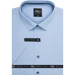 Pánská košile AMJ, světle modrá s vytkávaným síťovaným vzorem, VKR1455, krátký rukáv, regular fit, vel. 44