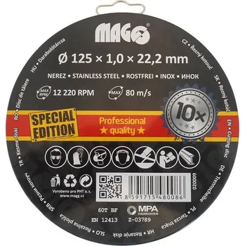 Řezný kotouč Řezný kotouč na nerez 125x1,0x22,2mm - 10 ks set / 020009