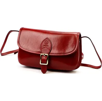 Kabelka Pevná malá kožená crossbody kabelka Florence 05 tmavěčervená