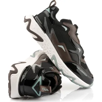 Pánské tenisky TENISKY KARL LAGERFELD BLAZE STRIKE LACE MIX BLACK LTHR & TEXT W/DK BRN