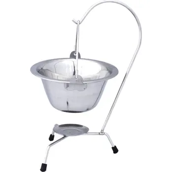 Kempingové nádobí Servírovací kotlík na guláš nerezový 0,8 l se stojánkem