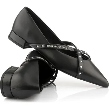 Dámské lodičky BALERÍNY KARL LAGERFELD KERRIE KROSSTRAP STUDS BLACK LTHR