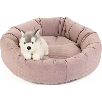 Pelíšek pro psa Donut hebký pelíšek prošívaný velur starorůžový
