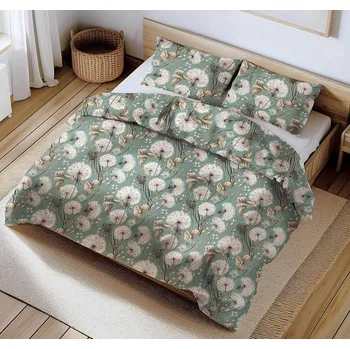 Povlečení Bavlněné povlečení Pampelišky na zeleném Uzávěr: Mandlovací knoflík