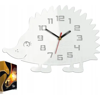 Hodiny Nástěnné hodiny ve tvaru ježka, akrylové, bílé, Kulatý, quartzové