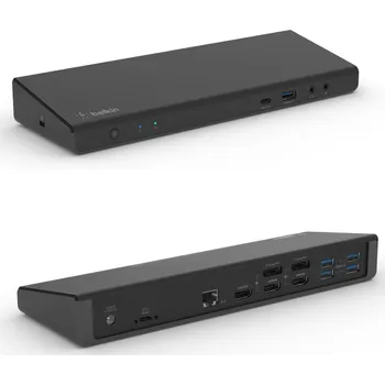 Belkin USB-C Display Link Dock, Triple display support up to 4K, HDMI, DP, USB C, USB A, GbE, Audio, PD 85w, Mac/PC/Chro INC007VFBK